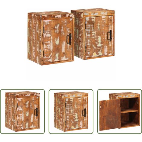 vidaXL Altholz Nachttisch - Nachttisch 2 pcs Braun 35 x 33 x 48 cm Massivholz Altholz (1/5)