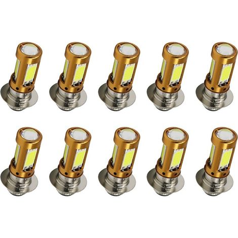 10 bombillas LED H6M PX15D P15D para faros delanteros de motocicleta, luz alta y baja, para motocicleta, scooter, ciclomotor, lámpara de faro blanca 1500Lm 12-30V