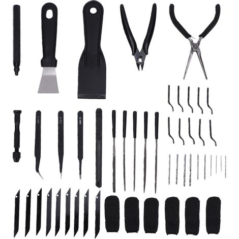 Kit d'outils d'imprimante 3D, outils d'ébavurage, de perçage, de coupe, grattoirs, fichiers, pincettes, coupe-fil pour la fabrication de modèles (1/5)