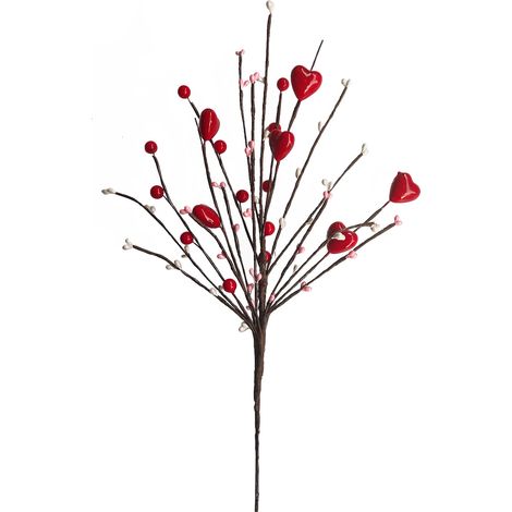 Künstlicher herzförmiger Beerenzweig, künstlicher roter Herzbeerzweig für Valentinstag, Partys und Hochzeitsdekoration (1/2)