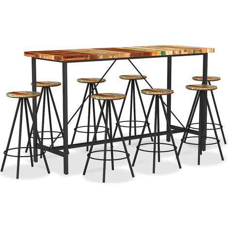 vidaXL Set de muebles de bar 9 piezas madera maciza reciclada (1/5)