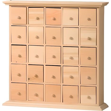Armoire - ARTEMIO - Meuble 25 Tiroirs en Bois - Calendrier de l'Avent Réutilisable