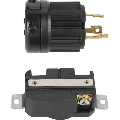Elektrischer Steckverbinder NEMA L6-30P / L6-30R – 30 A 250 V – 3-polig – Stecker + Buchse – Drehverriegelung