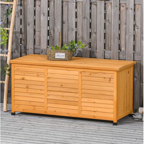 meuble rangement extérieur coffre bois 127 cm jaune HAVRYA (1/3)