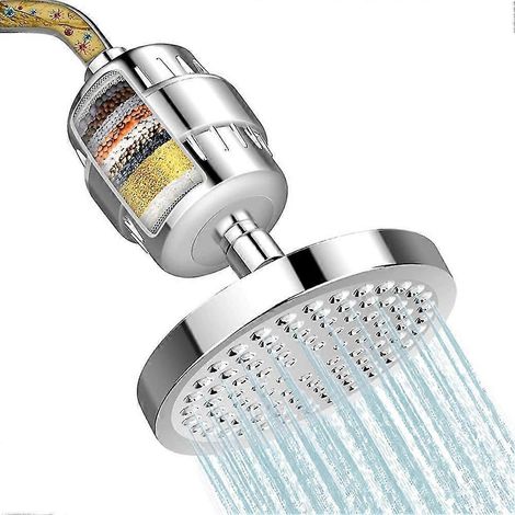Pommeau de douche et filtre anti-calcaire, filtre de douche en 15 étapes éliminant le chlore et les substances nocives dans l'eau (1/5)