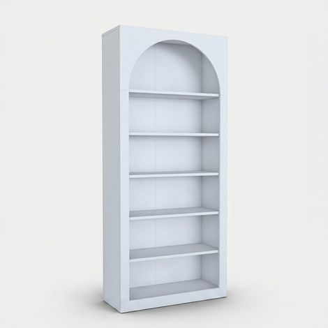 Bibliothèque murale design blanc arc 180x31x80cm avec 5 étagères Curvy (1/5)