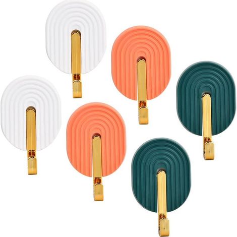 Juego de 6 ganchos adhesivos de pared para toallas de baño y cocina. Toalleros autoadhesivos impermeables para pared, ideales para cocina, sala de estar y oficina. (1/4)