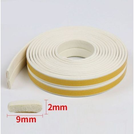 CSPARKV 10m x 9mm x 2mm, Joint Adhésif Fenêtre Porte Rouleaux Joint en bande d'Isolation Phonique Joint Calfeutrage en Caoutchouc Anti froid Multiusage Antidérapant -Mousse blanc film jaune (1/3)