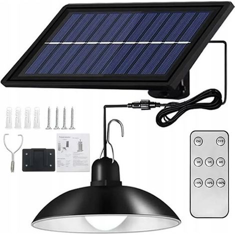SET LAMPADARIO LAMPADA A SOSPENSIONE SOLARE LED SOFFITTO PANNELLO DI CONTROLLO REMOTO GIARDINO (1/5)