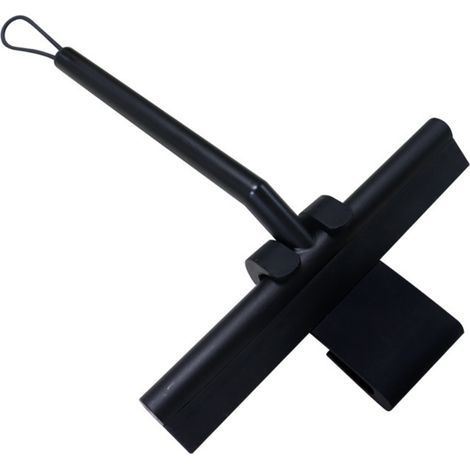Raclette de douche en silicone pour vitres et parois, raclette de salle de bain avec crochet mural, couleur noire (1/4)