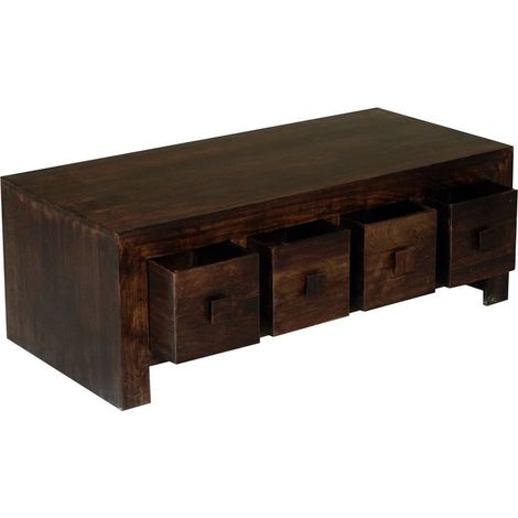 8 Draw Coffee Table - Mango Wood - L55 x W118 x H40 cm - Dark Finish