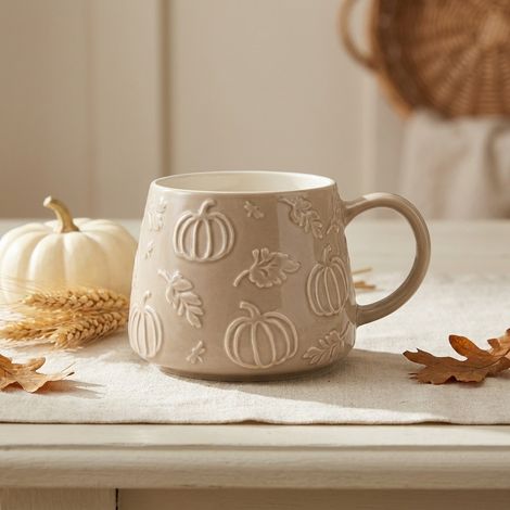 Neutral Glazed Fall Pumpkin Mug (1/2)