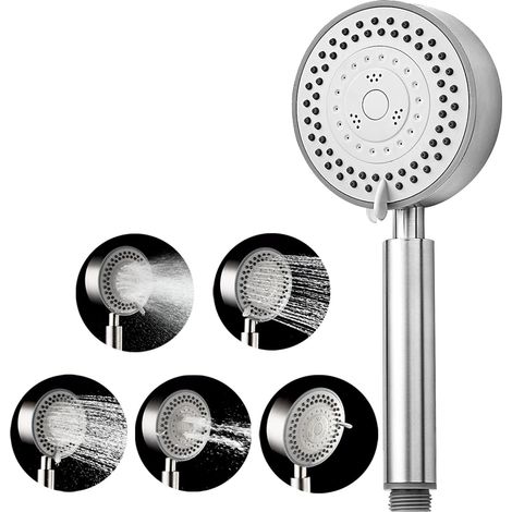 Douche de pluie, pommeau de douche à main en acier inoxydable SUS304, pommeau de douche à main économe en eau avec mode arrêt et 4 modes de jet (1/5)