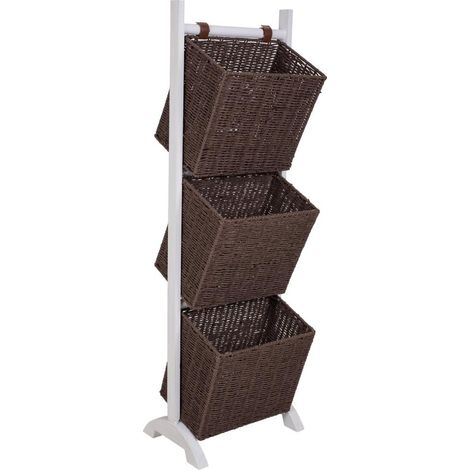 Revistero con soporte de madera y tres Cestos 37x27x115 (1/5)