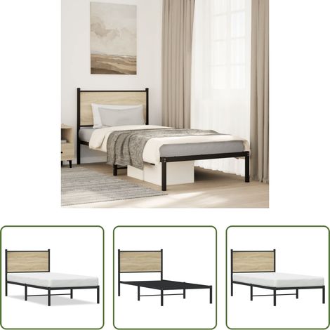 Metallbettgestell - Metallbett ohne Matratze Sonoma-Eiche 90x190 cm (1/5)
