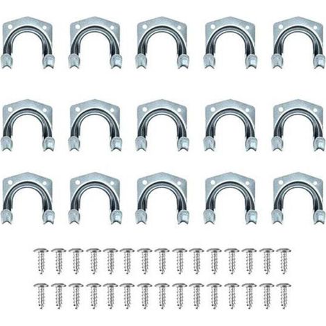 Lot de 15 crochets multi-outils robustes pour rangement de la maison et du garage – Support mural antidérapant double crochets pour entrepôt, garage, abri de jardin, outils de jardin