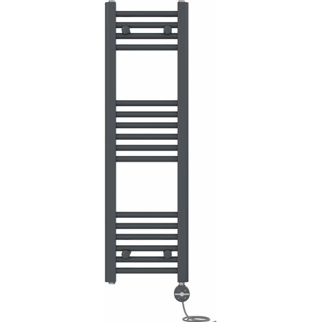 NRG Prefilled Thermostatic Electric Straight Heated Towel Rail Radiator 1000 X 300mm Anthracite