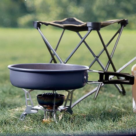 Poêle pliante portable pour 1 à 2 personnes, en alliage d'aluminium, idéale pour les pique-niques, la randonnée et le camping. (1/5)