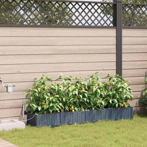 Macetero de Jardín 4 pcs Gris Claro 160 x 40 x 22 cm Plástico (1/5)