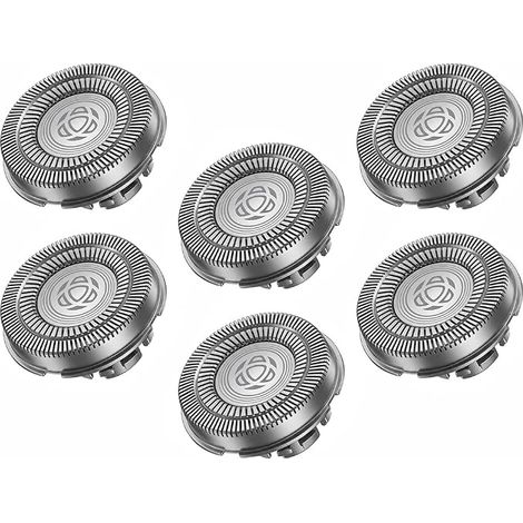 Lot de 6 têtes de rasage de rechange compatibles avec Philips Series 1000 2000 3000, SH30 Lames de rechange pour rasoir électrique homme, système rotatif à 360°, têtes de rasage interchangeables (1/5)