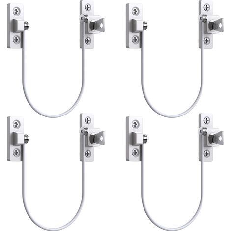 4pcs Entrebâilleur Fenêtre Porte Restricteur de Porte de Fenêtre Verrou Fenetre UPVC Verrouillage de Limite Verrou de Sécurité Câble Serrure de Limite Avec Clé et Vis (1/5)