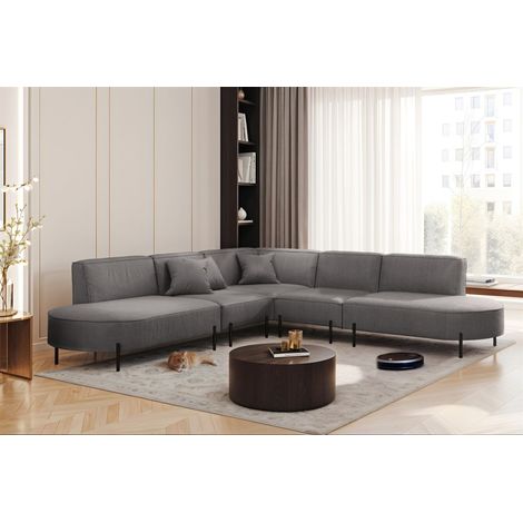 Ecksofa Designersofa VALENCIA Stoff Scala Grau Universal (1/2)