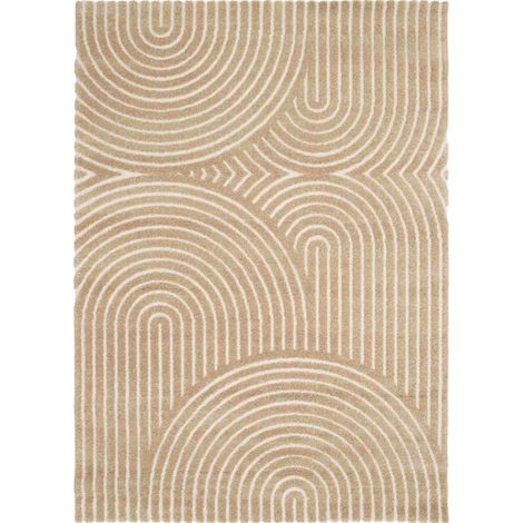 DESIGN GEO - Tapis à relief géométrique doux beige 160x230 (1/5)