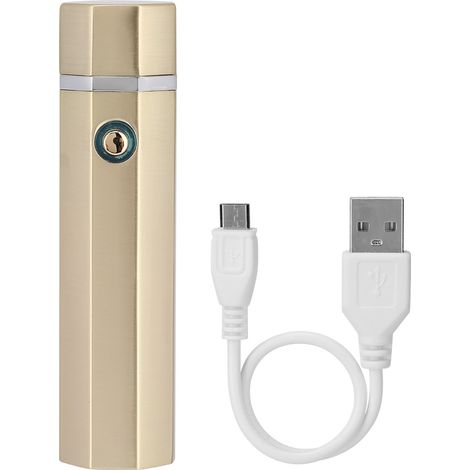 Briquet rechargeable USB sans flamme, allume-cigarette électronique à impulsion, anti-vent, doré brossé (1/5)