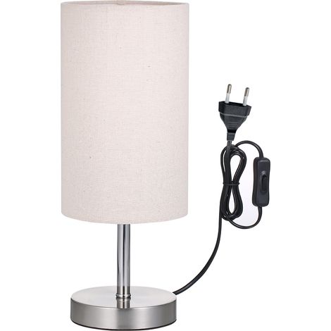 Lampe de table cylindrique en tissu, ampoule de 6 watts, lumière chaude 2700k, 3 niveaux de luminosité, blanc, adaptée aux chambres, salles d'étude, salons, coiffeuses (1/5)
