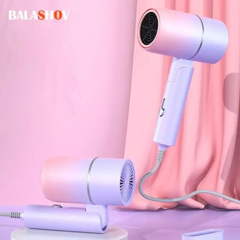 Sèche-cheveux pliant avec sac de transport, Anion à Air chaud, soins capillaires pour la maison, MIni voyage, sèche-cheveux, brosse à cheveux Portable (1/4)