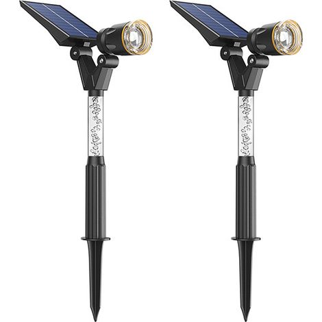 Lot de 2 spots solaires extérieurs étanches – 3000K blanc chaud, allumage automatique – Idéaux pour jardin, allée, façade et paysagisme – Éclairage décoratif et sécurisant (1/5)