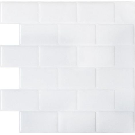 papier Peint Carrelage Autocollant Blanc 30 X30 Cm Style Mosaque Sticker Mural Film Dcoratif Impermable Pour Carreaux De Mur De Salle De Bains Et (1/5)