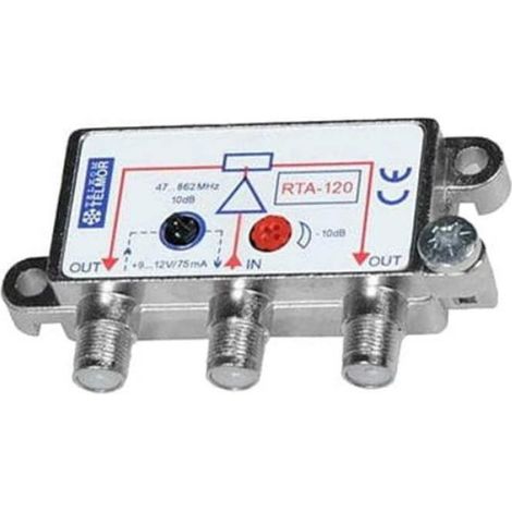 Répartiteur Actif - 1 Entrée 2 Sorties - Alimentation Coaxiale - Boîtier Métallique - Pour Distribution Signal TV Antenne Câble - 1 Pièce (1/5)