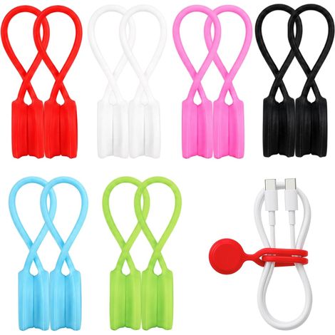 12 Pcs Attaches de Câble Magnétiques — Organisateur de Clips de Câble en Silicone, Gestionnaire de Câbles Usb, pour Bureau, École et Maison, Multifonctions pour Regroupement de Câbles et Organisation (1/5)