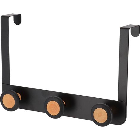 Patere metal et bois 3 crochets - noir - Tendance (1/4)