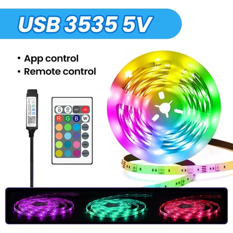 Bande lumineuse LED (2m), prend en charge le contrôle par application Bluetooth, alimentation USB 5V, convient au rétroéclairage TV. (1/5)