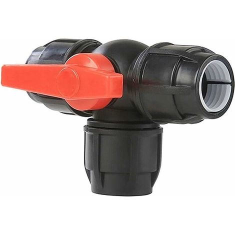 T Shaped Three Way Plastic Ball Valve, Quick Connect PE Quick Connector, Used For Irrigation And Pipeline Sewage Industry ( Color : Black type , Size : 25mm ) (1/4)