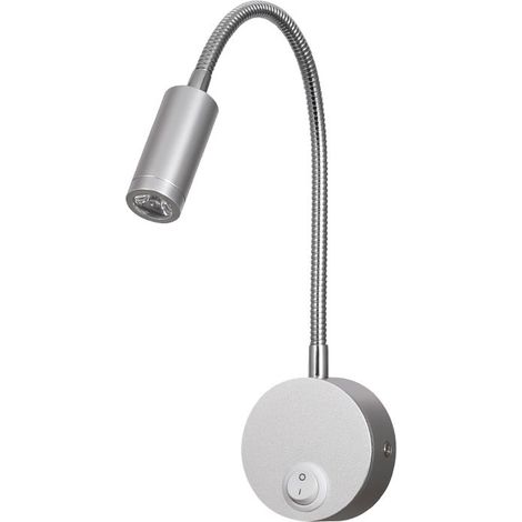 Nachttisch-Wandleuchte, 1-flammig, LED-Leseleuchte, Schwanenhalsleuchte, 3 W, 3000 K warmweiß, Leselampe, Silber