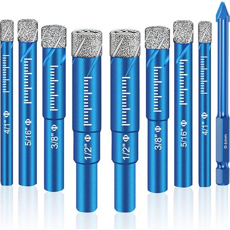 Set di 9 punte diamantate Premium: utensili versatili per forature precise su porcellana, ceramica, vetro, marmo, ecc.