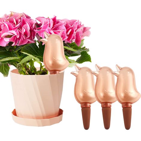 Lot de 4 pointes d’arrosage autonome, globes arroseurs pour plantes d’intérieur, pointes d’irrigation automatique en forme d’oiseau, dispositifs d’arrosage adaptés aux plantes d’appartement en pot, fo (1/5)