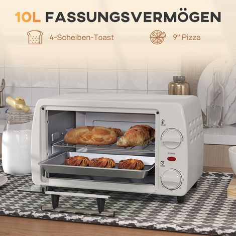 Four micro-ondes et grille-pain 10 L, 36,5 x 26 x 22 cm, blanc crème, avec plateau, grille, minuteur (1/5)