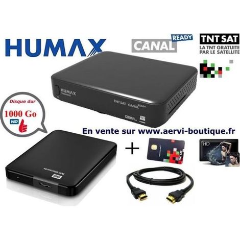 Pack Récepteur Satellite - Humax TN8000HD - TNTSAT (carte 4 ans) - Disque dur 1 To - Enregistrement 2 programmes (1/4)