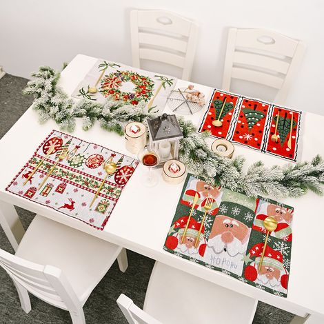 Set de 12 napperons de table de Noël, tapis pour assiettes et bols, décoration de dîner Xmas, protection de table festif. (1/5)