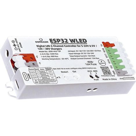 DOMRAEM ESP32 WLED 4-Kanal-LED-Streifen-Controller, PD5/12/20V Digitalregler, DC5-24V Eingang, 16A B (1/5)