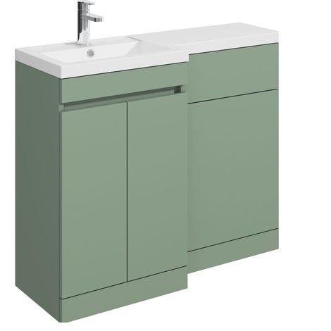 Balterley Tean 1000mm Floor Standing Compact Unit with Left Hand Polymarble Basin - Green