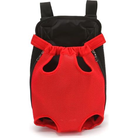 Haustier-Rucksack, verstellbarer Haustier-Rucksack, Hunde-Reisetasche, Haustier-Tragetasche mit belüftetem Design (M, rot) - Crezuo