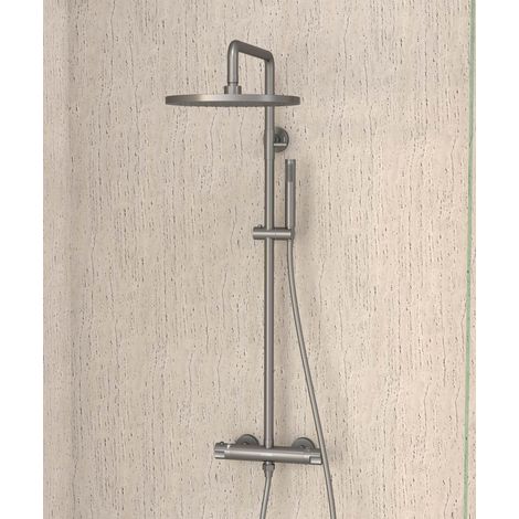 Columna de ducha termostática redonda Gun metal - Corbeau