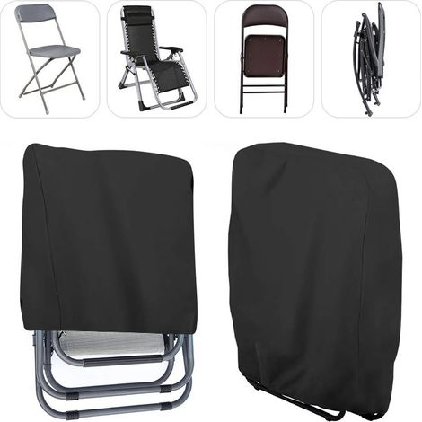 Set di 2 coperture per lettini prendisole pieghevoli, copertura per sedia da giardino pieghevole Oxford antivento e anti-UV, copertura per lettino prendisole da giardino (nero) (1/2)