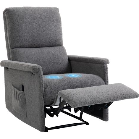 Poltrona massaggiante reclinabile, poltrona relax, schienale regolabile, seduta ampia, poggiapiedi, 69x84x99 cm, grigia