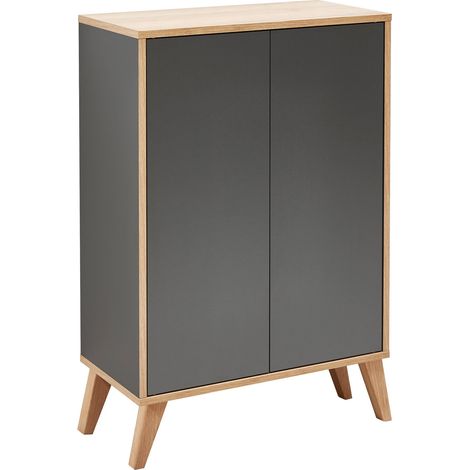 Fackelmann FINN Doppel Midischrank 60 cm mit Füßen, Braun hell/Schwarz-'06209' (1/5)